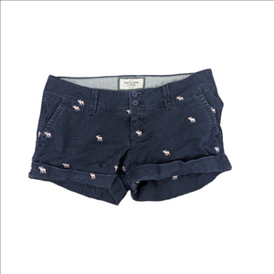A&F Logo Shorts Navy Blue Blush Pink Moose Low Rise Size 2 Micro Y2k
